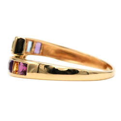 Bague Toi & Moi en or jaune, améthyste, citrine, grenat, péridot et topaze - Castafiore