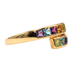 Bague Toi & Moi en or jaune, améthyste, citrine, grenat, péridot et topaze - Castafiore