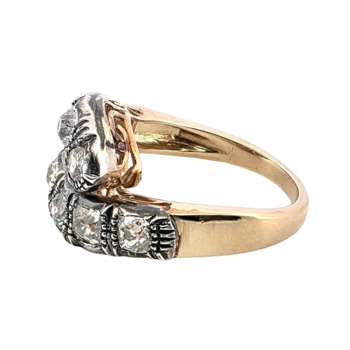 Bague Toi & Moi en or jaune, argent et diamants - Castafiore