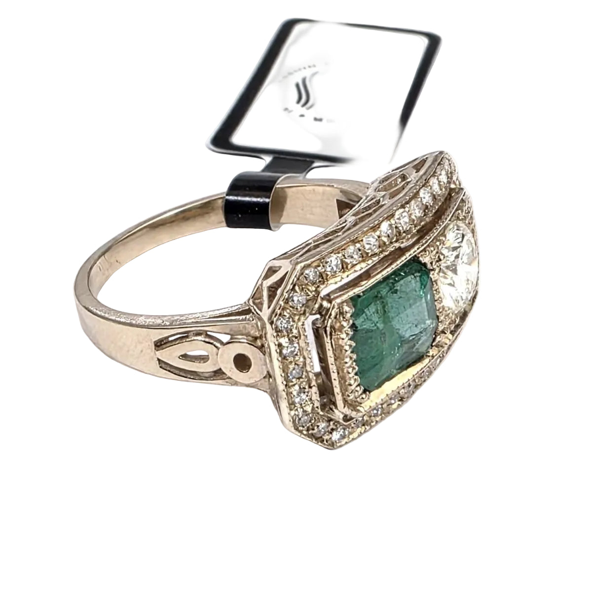 Bague Toi & Moi en or jaune, émeraude et diamants - Castafiore