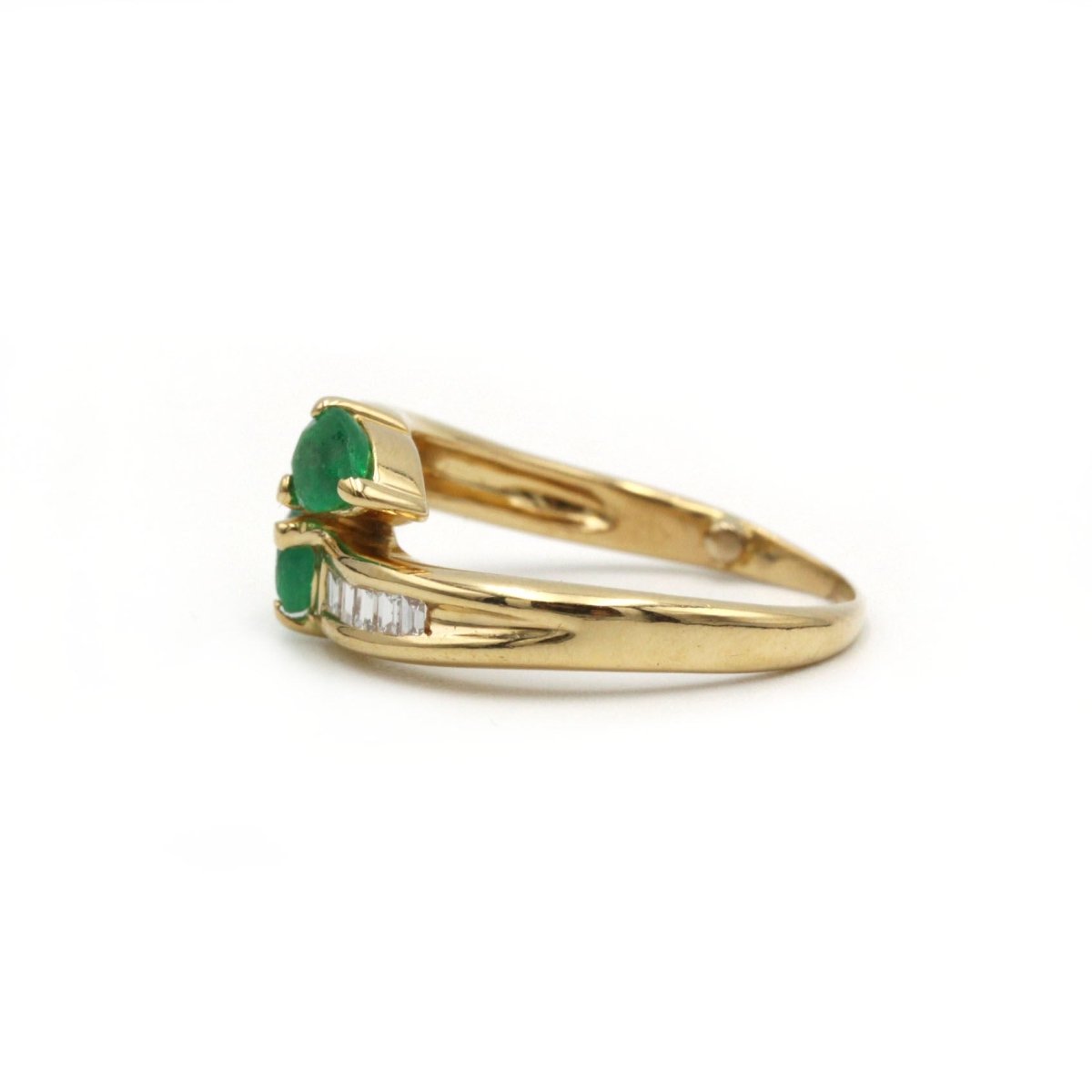 Bague Toi & Moi en or jaune, émeraudes et diamants - Castafiore