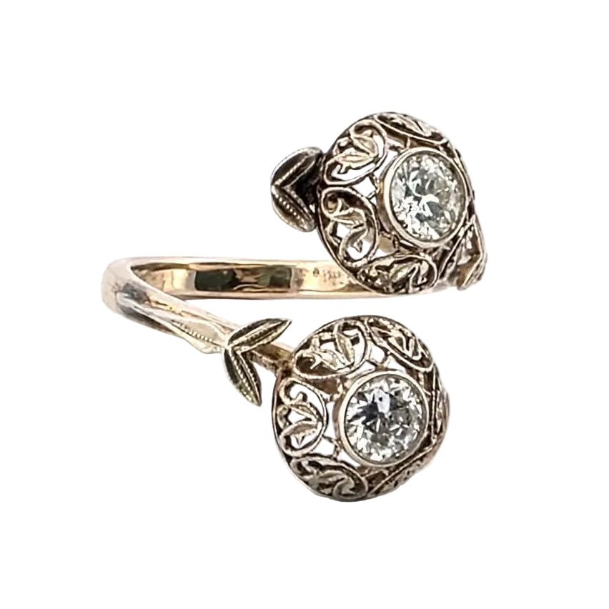 Bague Toi & Moi en or jaune et diamants - Castafiore