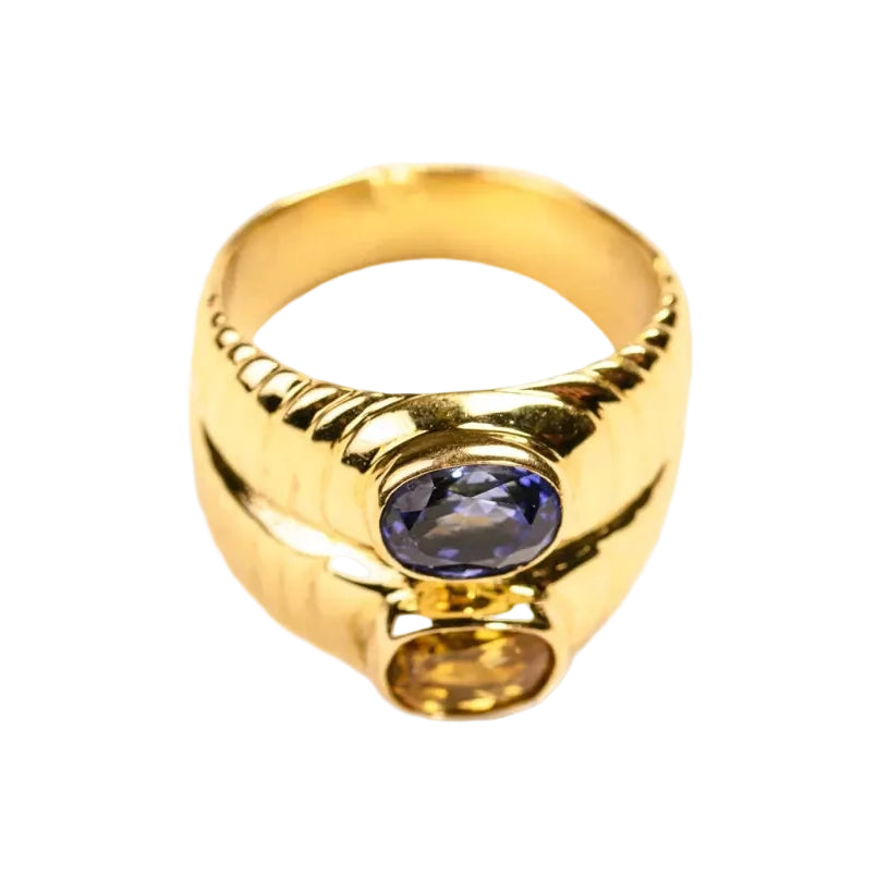 Bague Toi & Moi en or jaune et saphirs - Castafiore