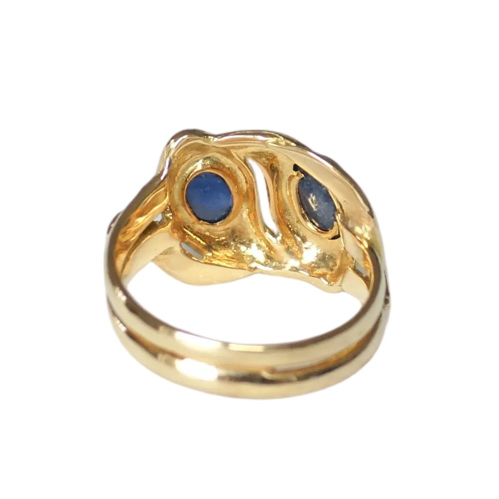 Bague Toi & Moi en or jaune et saphirs - Castafiore