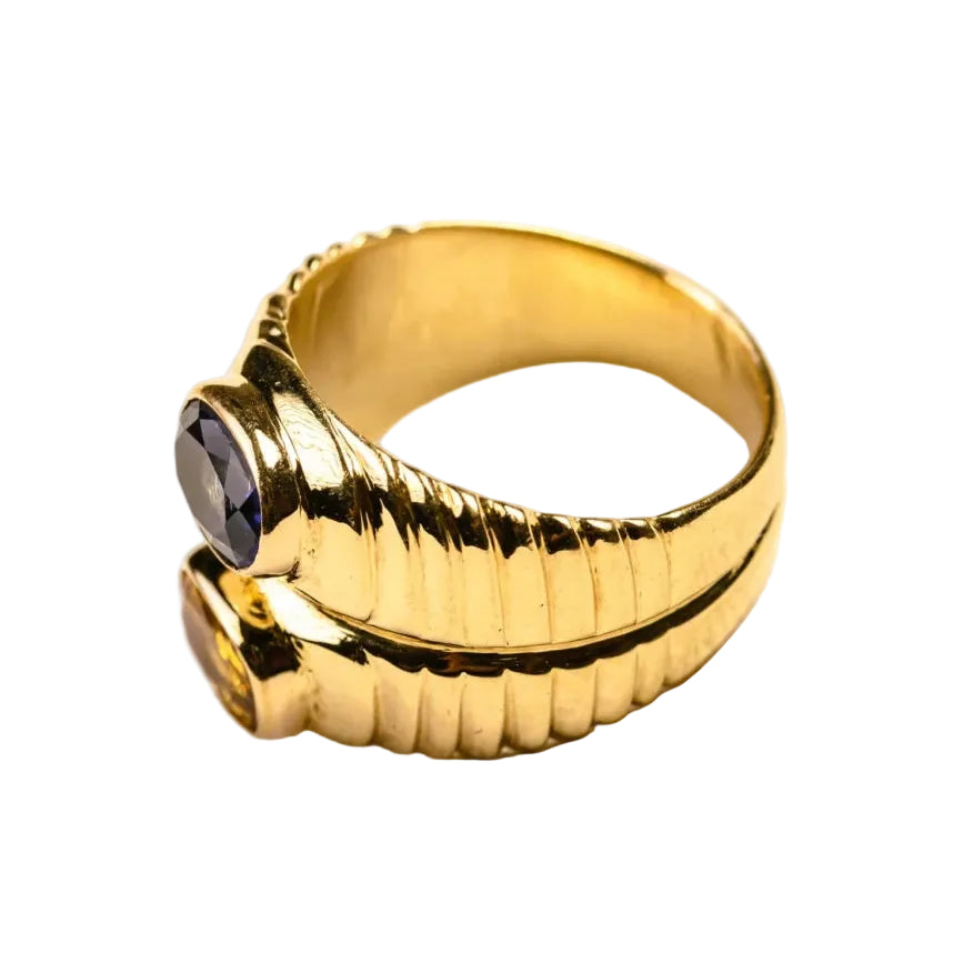 Bague Toi & Moi en or jaune et saphirs - Castafiore