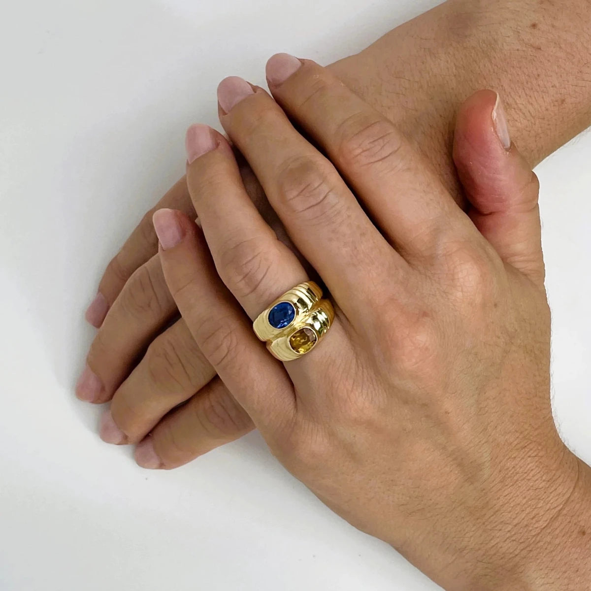 Bague Toi & Moi en or jaune et saphirs - Castafiore