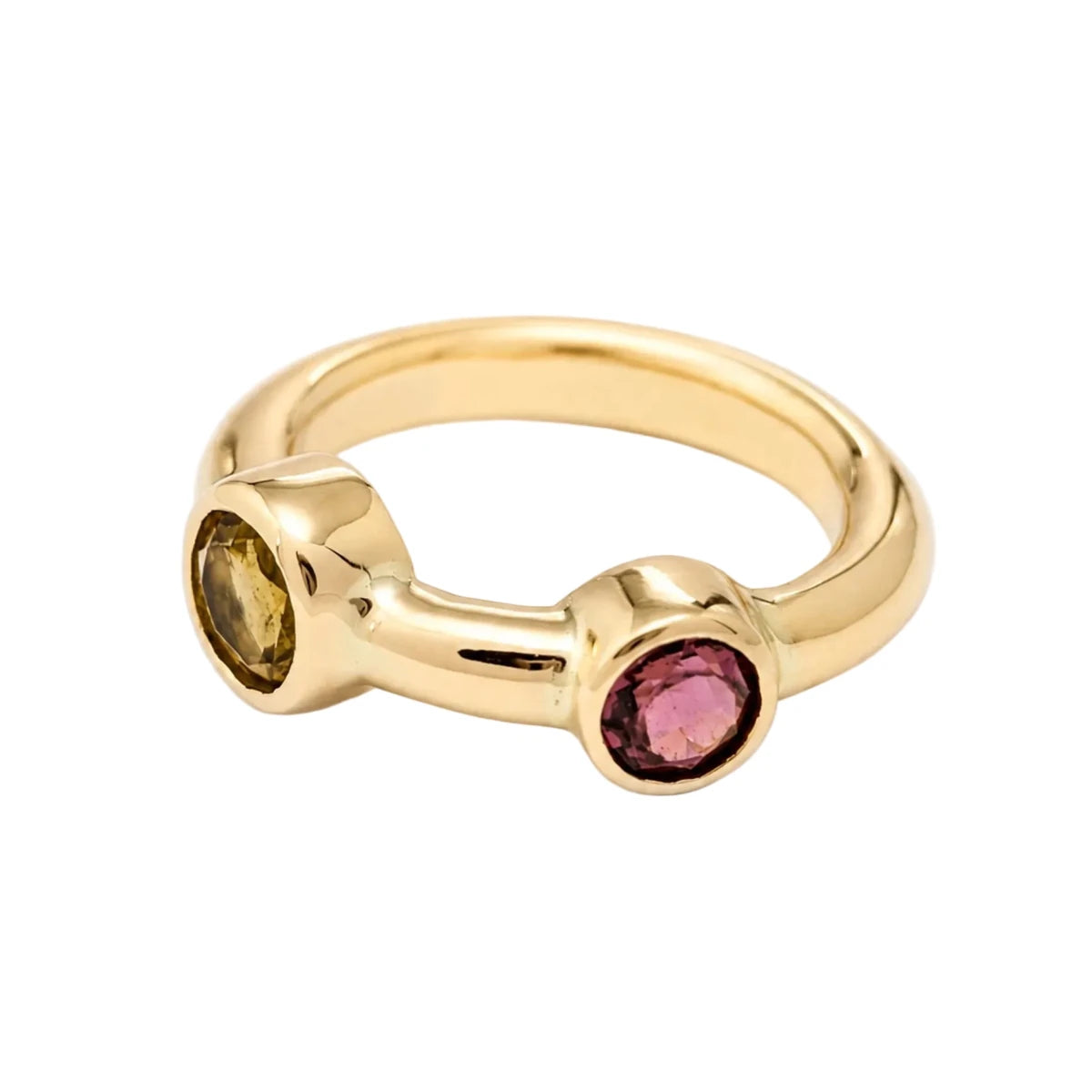Bague Toi & Moi en or jaune et tourmalines - Castafiore