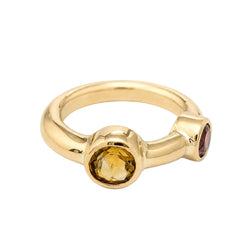 Bague Toi & Moi en or jaune et tourmalines - Castafiore