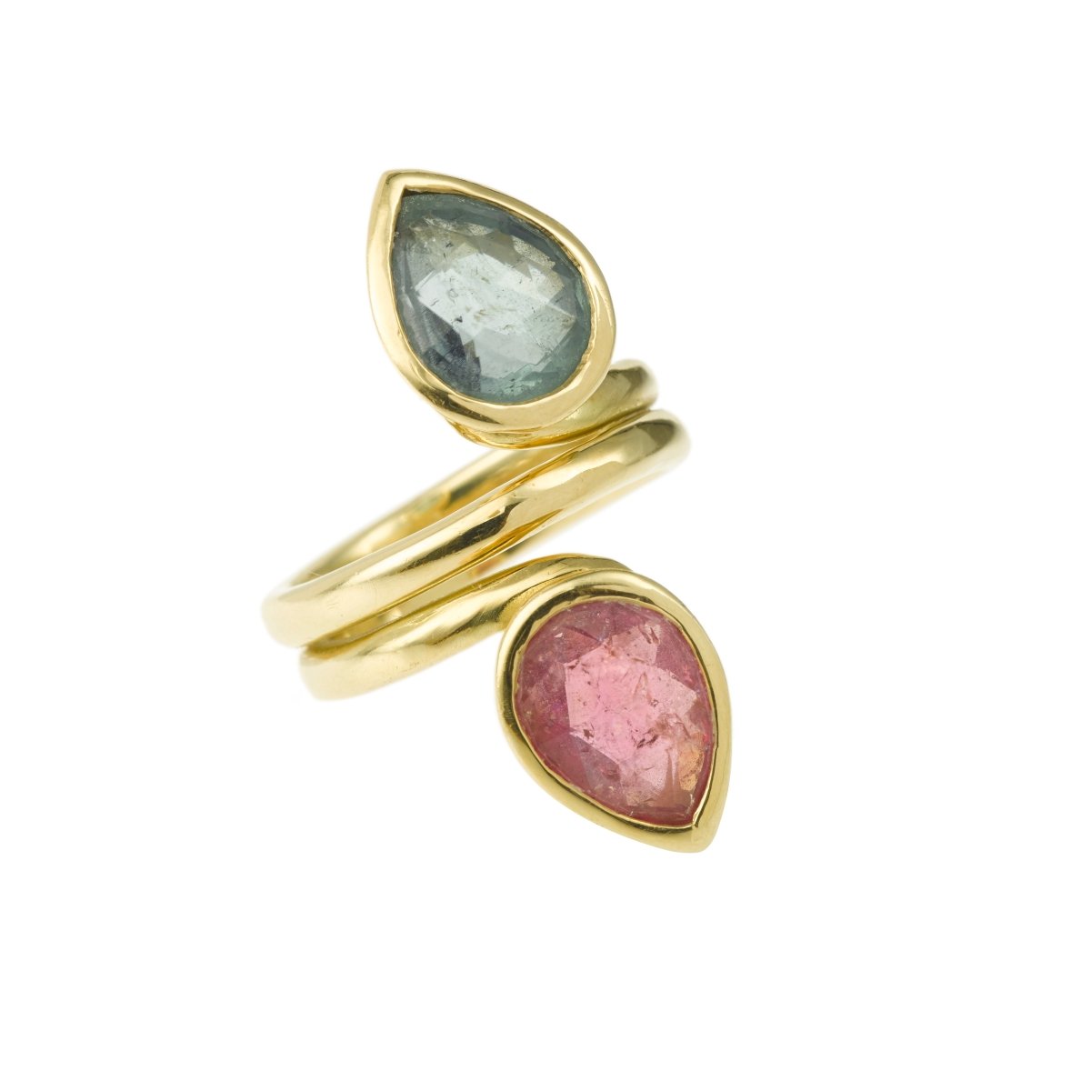 Bague Toi & Moi en or jaune et tourmalines - Castafiore