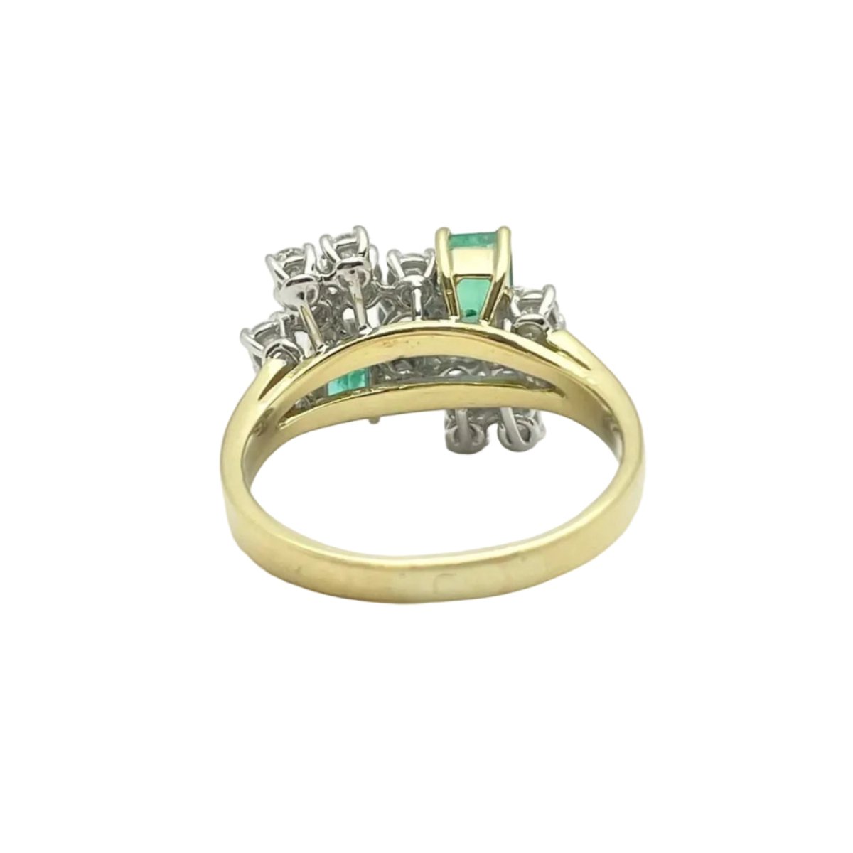 Bague Toi & Moi en or jaune, or blanc, émeraudes et diamants - Castafiore