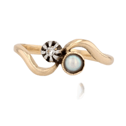 Bague Toi & Moi en or jaune, perle et diamant - Castafiore