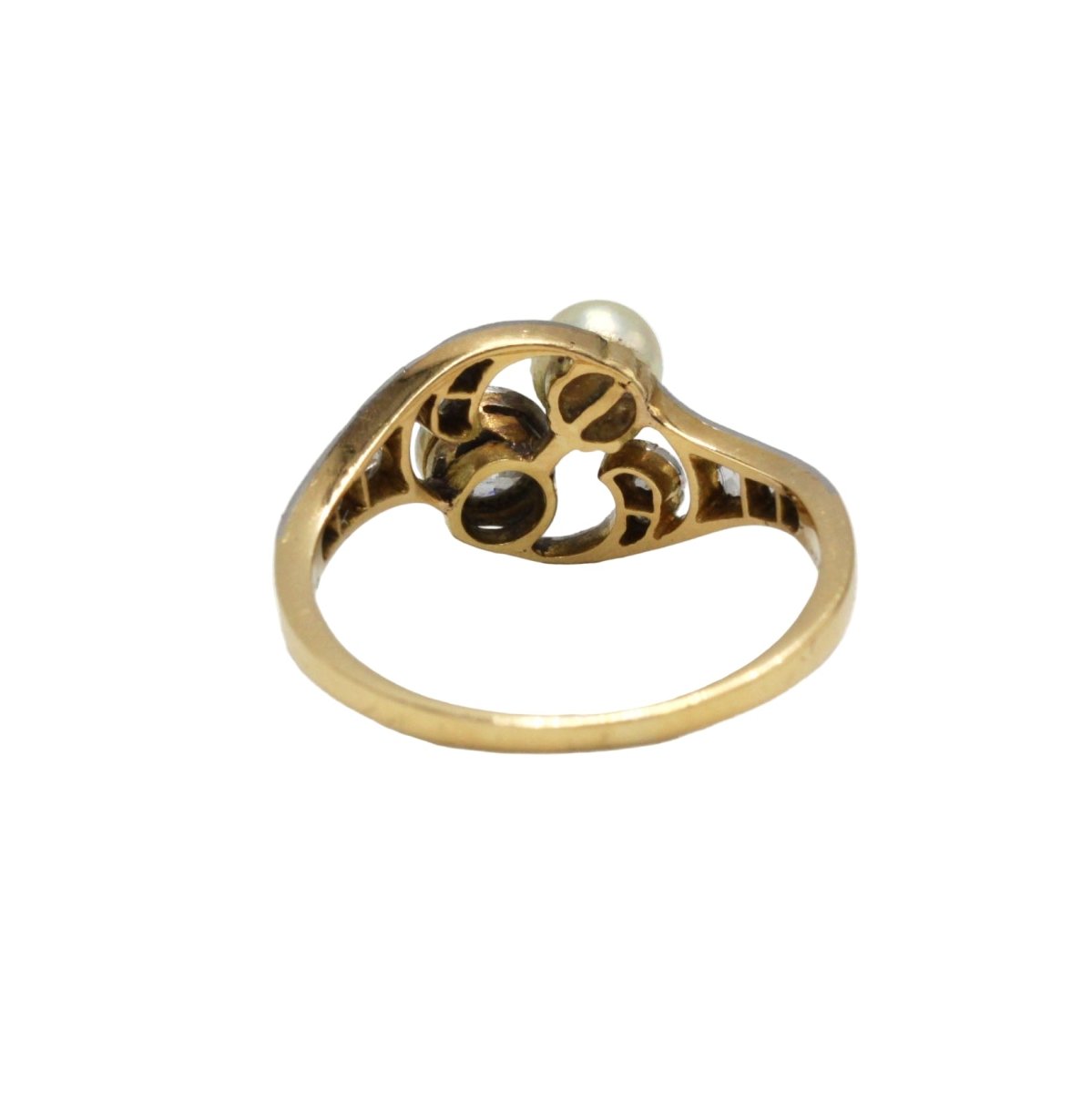 Bague Toi & Moi en or jaune, perle et diamants - Castafiore