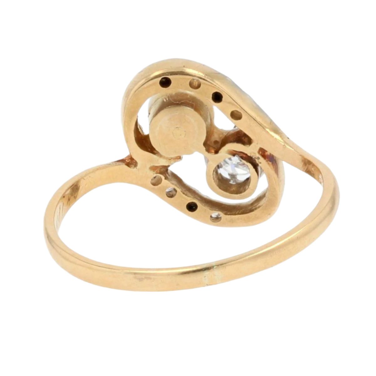 Bague Toi & Moi en or jaune, perle et diamants - Castafiore