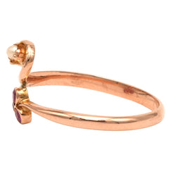 Bague Toi & Moi en or jaune, perle et rubis - Castafiore