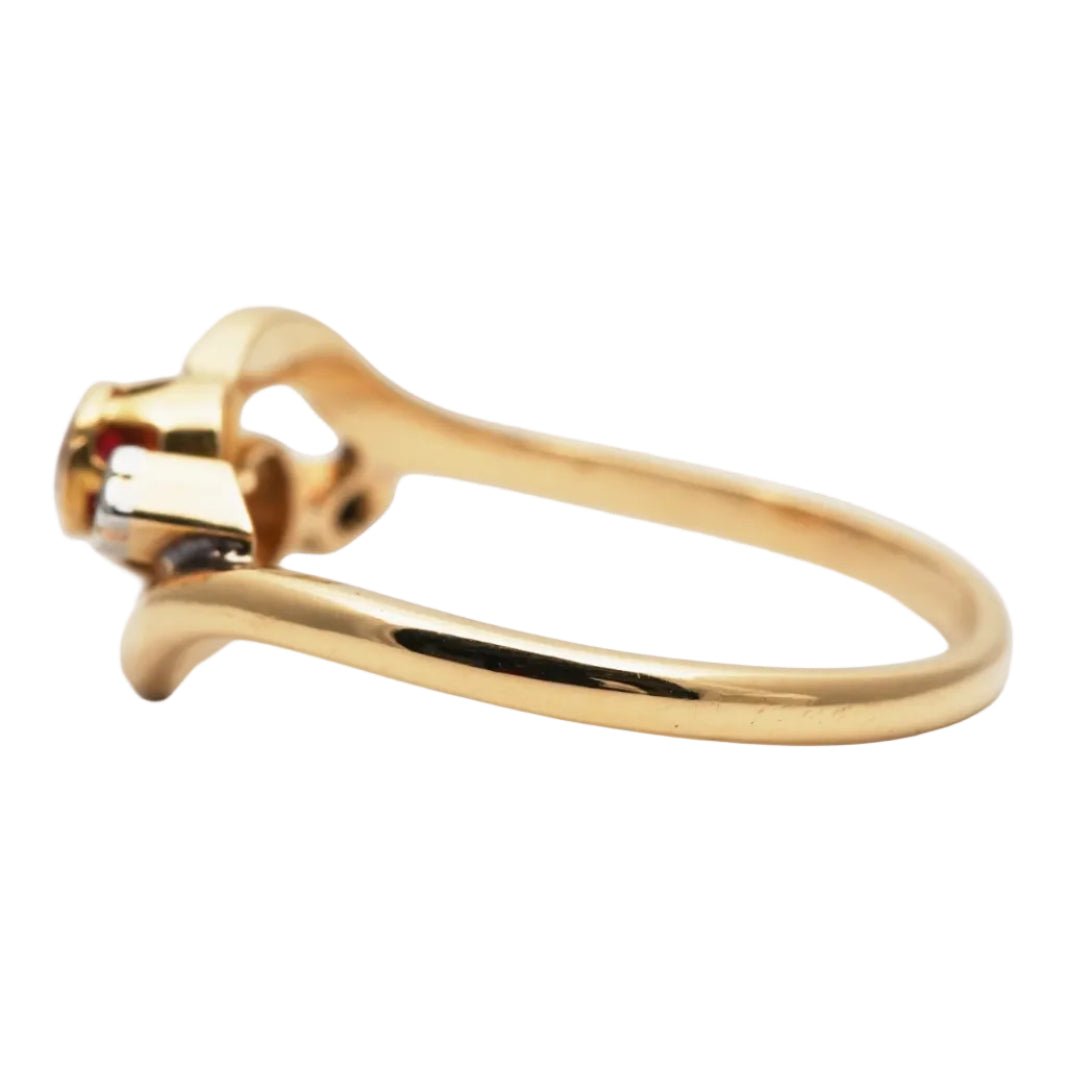 Bague Toi & Moi en or jaune, perle, rubis et diamants - Castafiore