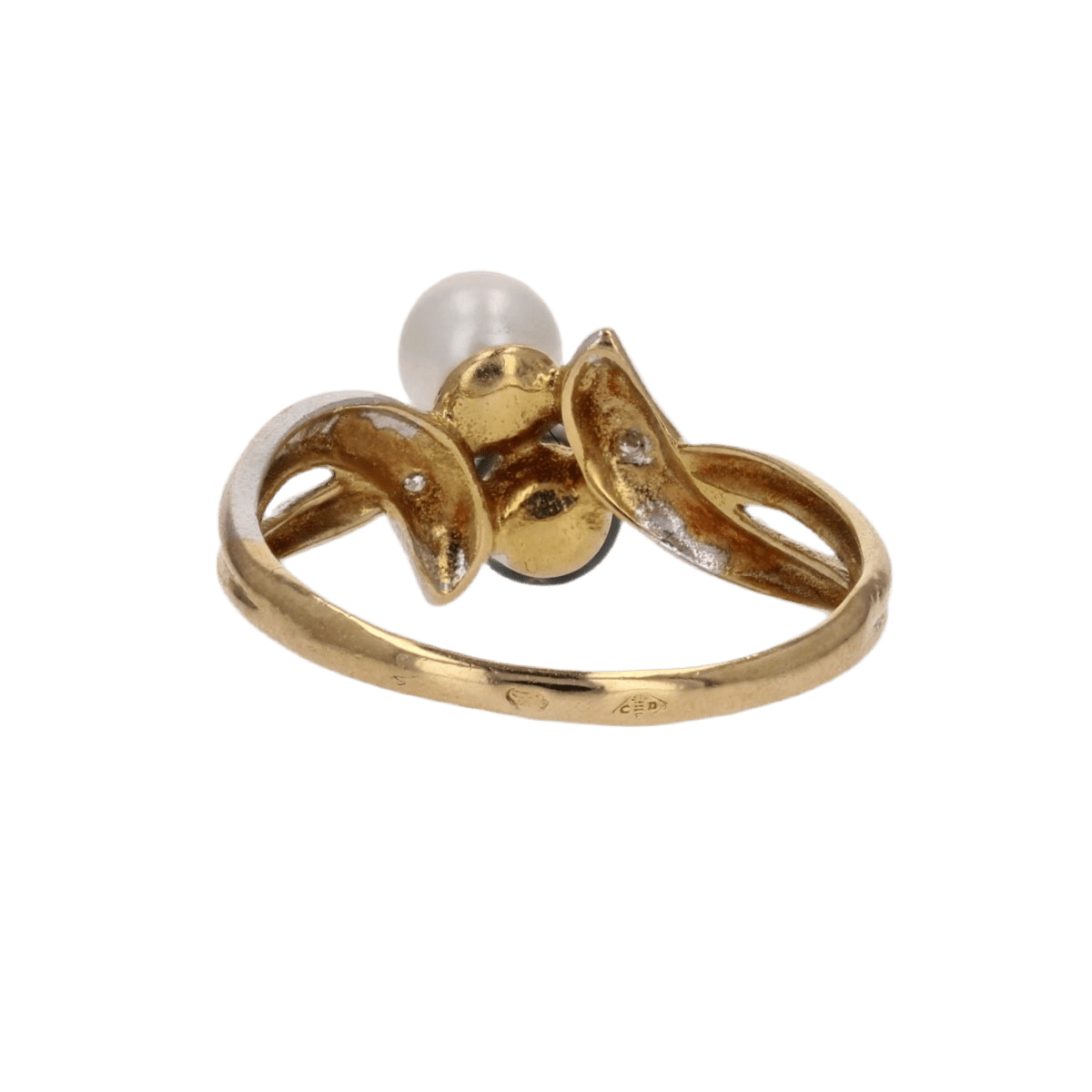 Bague Toi & Moi en or jaune, perles et diamant - Castafiore