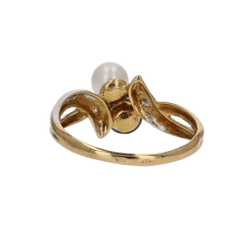 Bague Toi & Moi en or jaune, perles et diamant - Castafiore