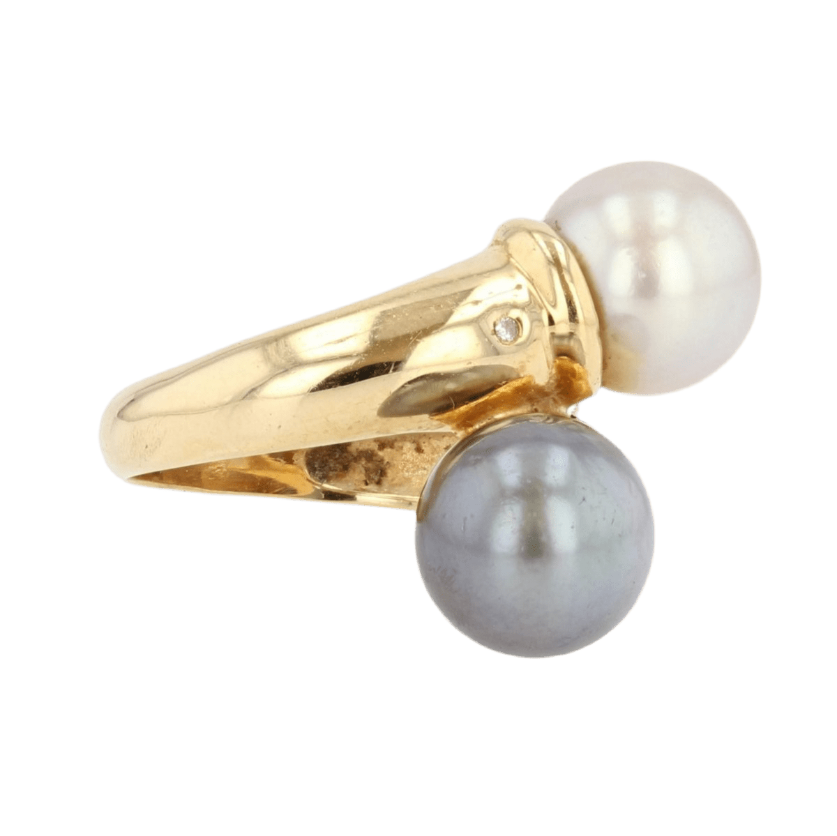 Bague Toi & Moi en or jaune , perles et diamants - Castafiore