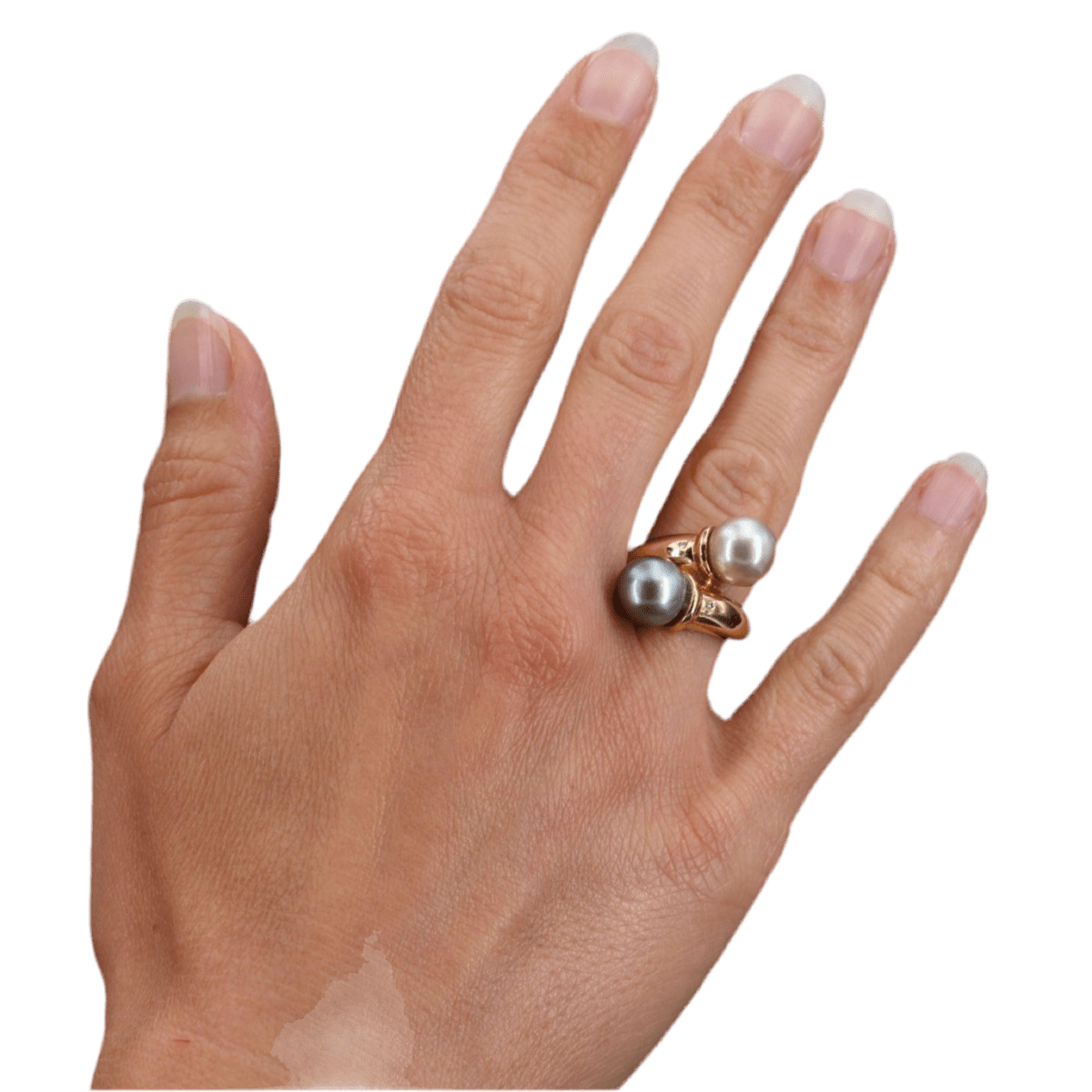 Bague Toi & Moi en or jaune , perles et diamants - Castafiore