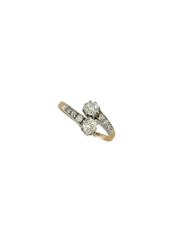 Bague Toi & Moi en or jaune, platine et diamants - Castafiore