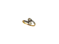 Bague Toi & Moi en or jaune, platine et diamants - Castafiore