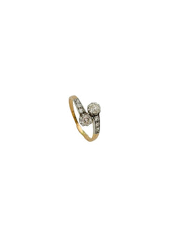 Bague Toi & Moi en or jaune, platine et diamants - Castafiore