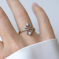 Bague Toi & Moi en or jaune, platine et diamants - Castafiore