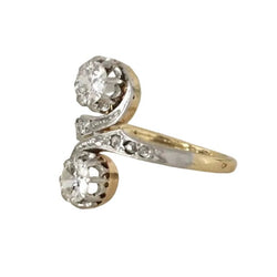 Bague Toi & Moi en or jaune, platine et diamants - Castafiore