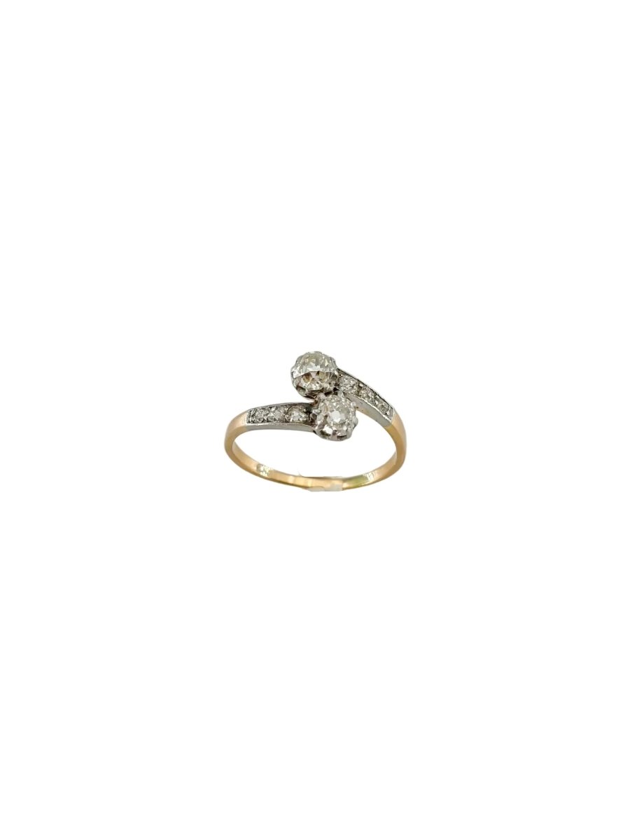 Bague Toi & Moi en or jaune, platine et diamants - Castafiore