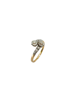 Bague Toi & Moi en or jaune, platine et diamants - Castafiore