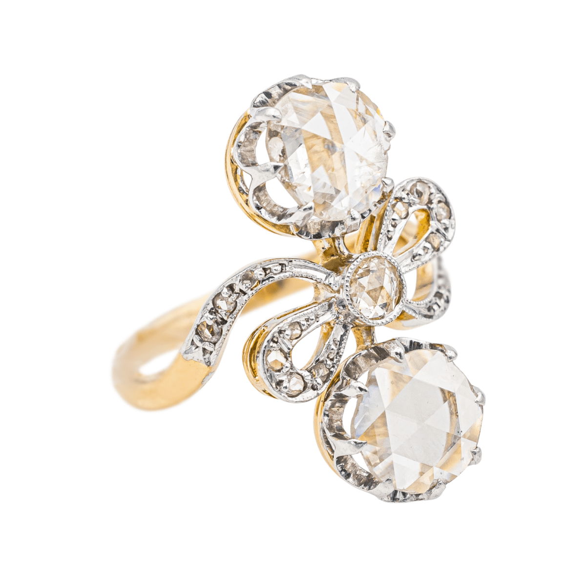 Bague Toi & Moi en or jaune, platine et diamants - Castafiore