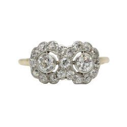 Bague Toi & Moi en or jaune, platine et diamants - Castafiore