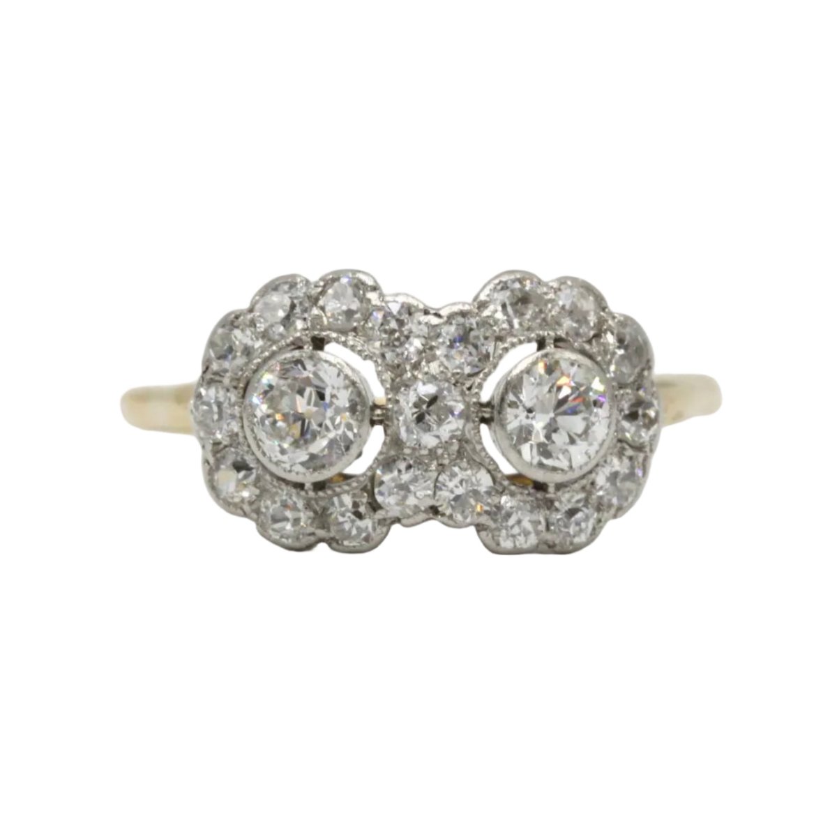 Bague Toi & Moi en or jaune, platine et diamants - Castafiore
