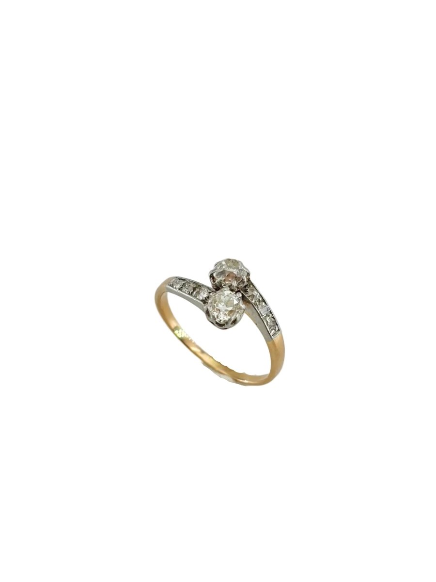 Bague Toi & Moi en or jaune, platine et diamants - Castafiore