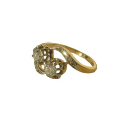 Bague Toi & Moi en or jaune, platine et diamants - Castafiore