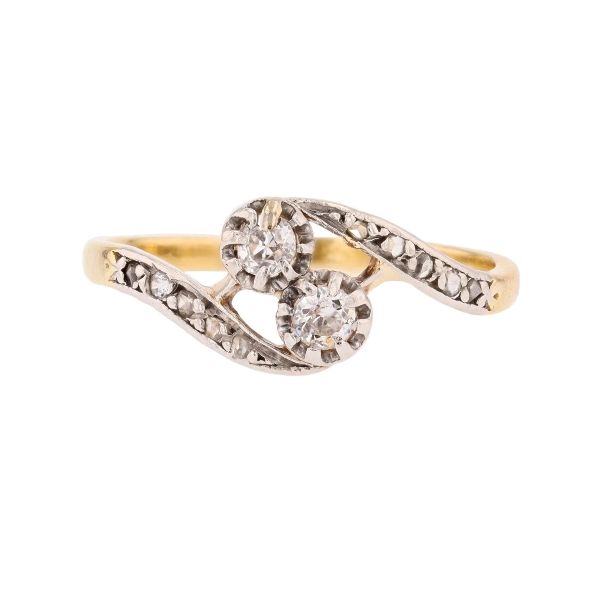 Bague Toi & Moi en or jaune, platine et diamants - Castafiore