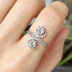 Bague Toi & Moi en or jaune, platine et diamants - Castafiore