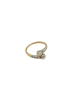 Bague Toi & Moi en or jaune, platine et diamants - Castafiore