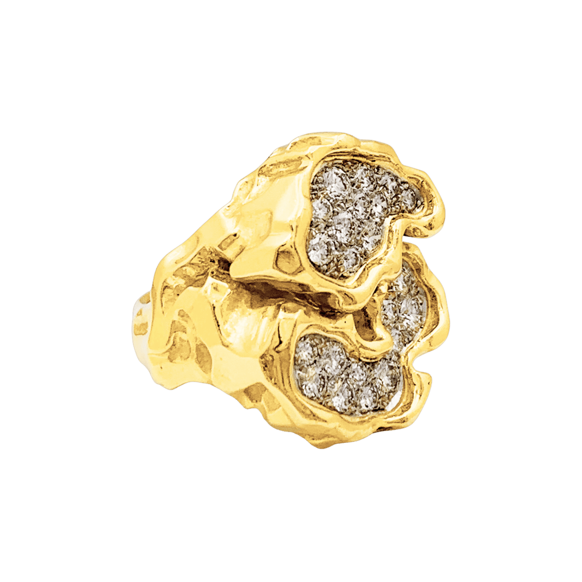 Bague Toi & Moi en or jaune, platine et diamants - Castafiore