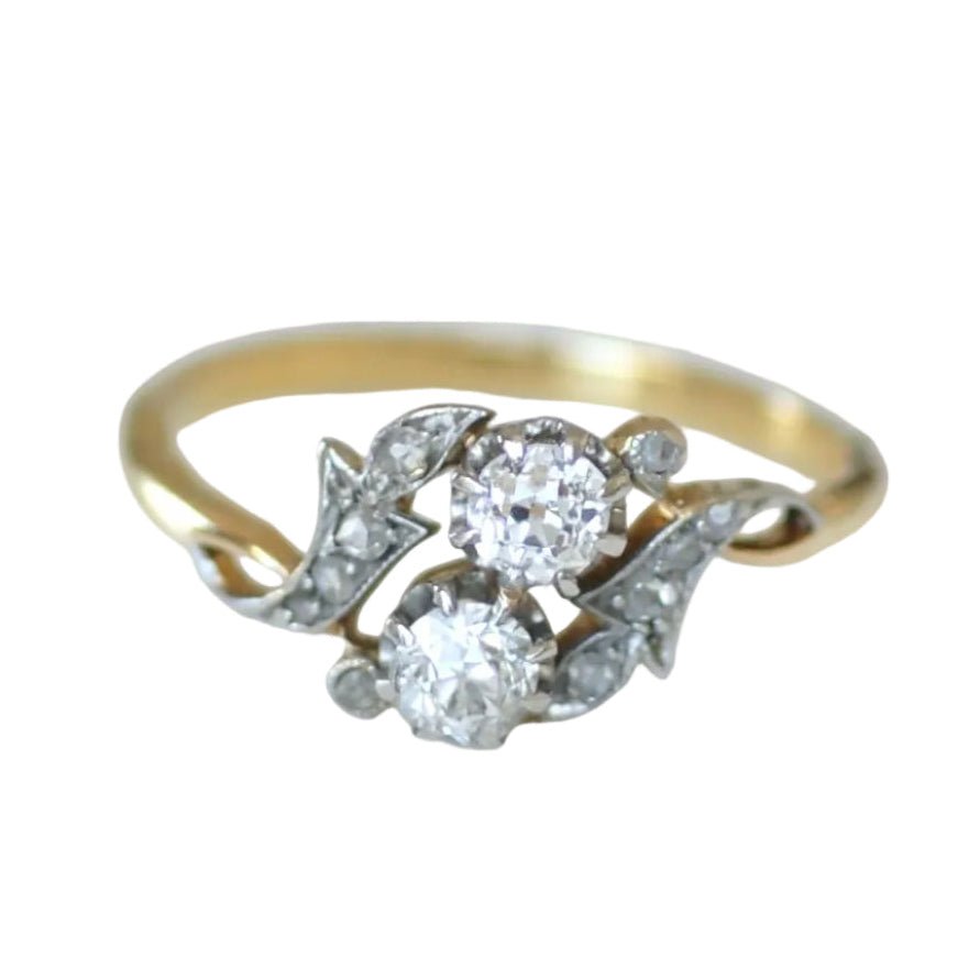 Bague Toi & Moi en or jaune, platine et diamants - Castafiore
