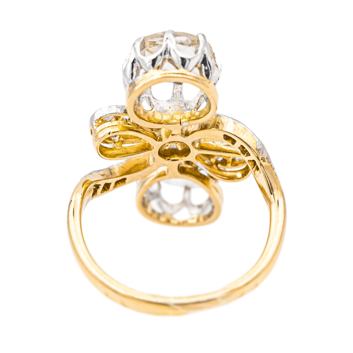 Bague Toi & Moi en or jaune, platine et diamants - Castafiore