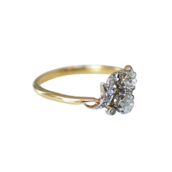 Bague Toi & Moi en or jaune, platine et diamants - Castafiore