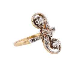 Bague Toi & Moi en or jaune, platine et diamants - Castafiore