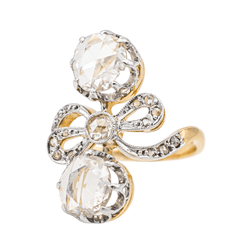 Bague Toi & Moi en or jaune, platine et diamants - Castafiore