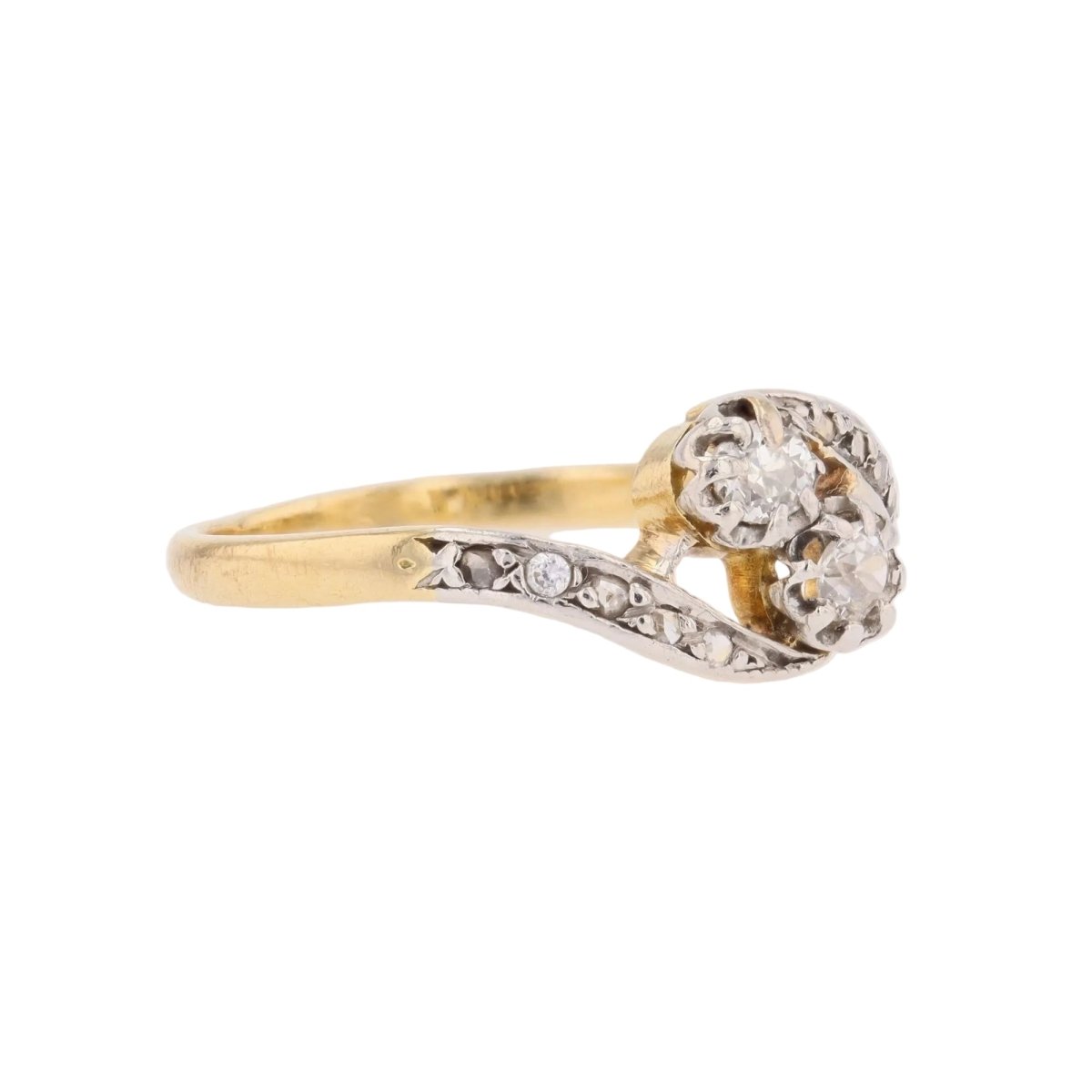 Bague Toi & Moi en or jaune, platine et diamants - Castafiore