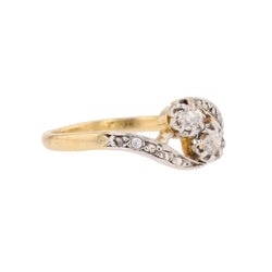 Bague Toi & Moi en or jaune, platine et diamants - Castafiore