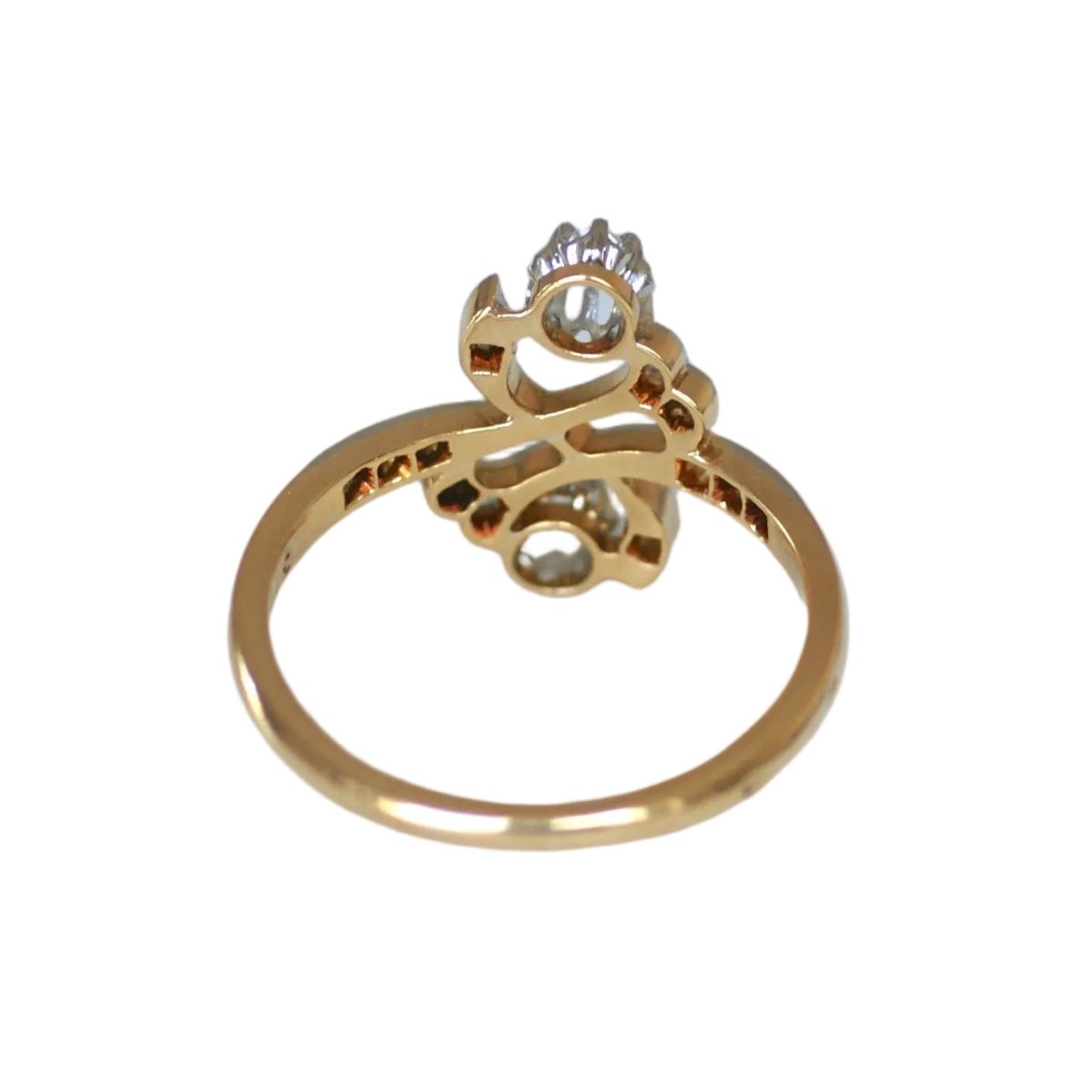 Bague Toi & Moi en or jaune, platine et diamants - Castafiore