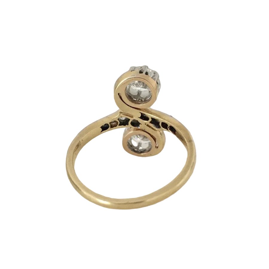 Bague Toi & Moi en or jaune, platine et diamants - Castafiore