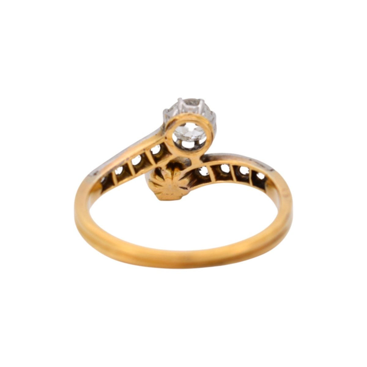 Bague Toi & Moi en or jaune, platine, perle et diamants - Castafiore
