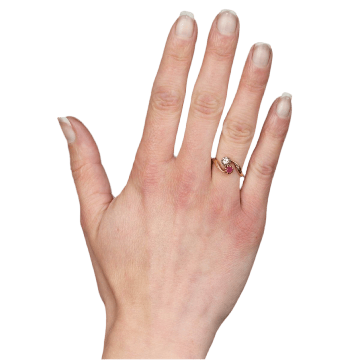 Bague Toi & Moi en or jaune, rubis et diamant - Castafiore